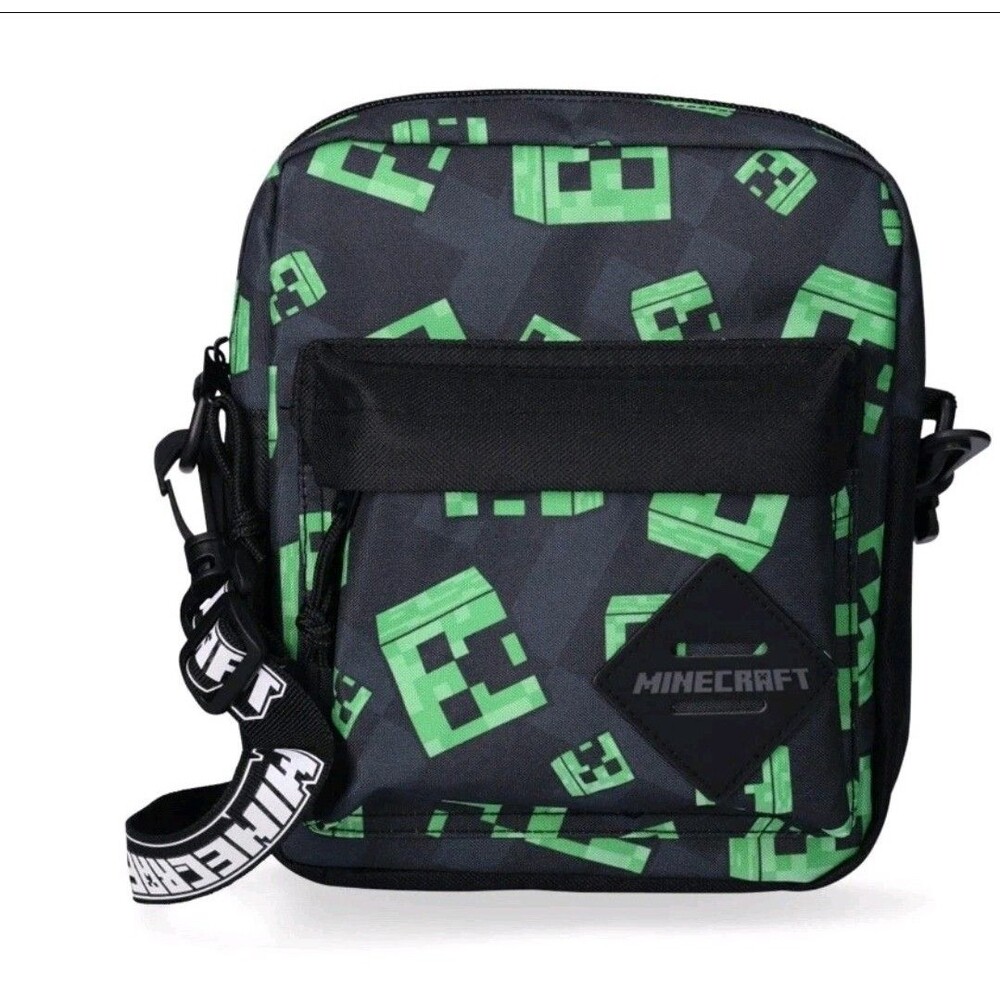 Minecraft Unisex Crossbody Bag Black Green Logo Bioworld